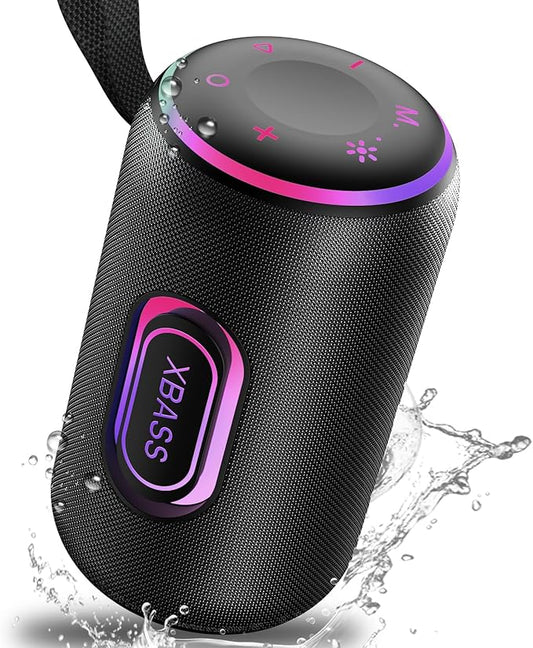 Portable Bluetooth Speaker, Bluetooth 5.4 Speaker, 30W Dual Speaker, 2.0 Channel, Deep Bass, 30H Playtime, Colorful RGB Lights, IPX7 Waterproof, TWS pairing for Outdoor/Home/Party/Travel, Gift Ideas