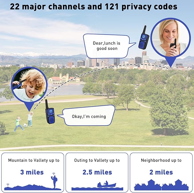 Adult Walkie Talkie WokTok Long Range Rechargeable Portable Two-Way Walkie Talkie, Hiking Accessories, SOS Sirens, NOAA Weather Alarms, Kid's Toys, Easy-to-Use Rechargeable Walkie Talkies,3 Pack