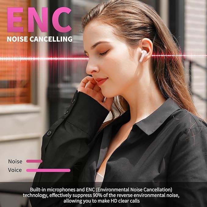 True Wireless Earbuds for iPhone 17 Pro Max 16 15 14 13 12 11 iPad Pro Air HiFi Stereo Bluetooth 5.3 Headphones with HD Mic Noise Canceling Android Earphone for Samsung Galaxy S25 S24 FE S23 S22 Ultra