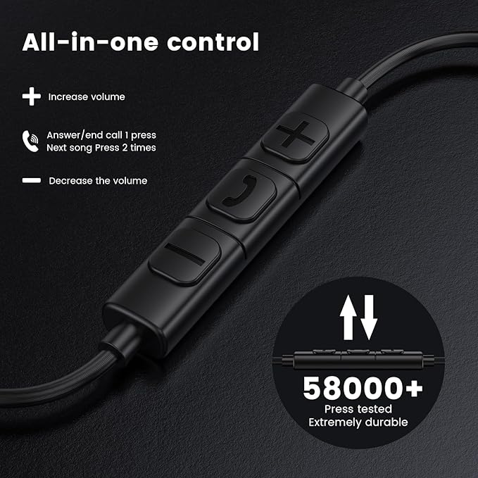 MOSWAG USB C Headphones, Wired Earbuds in-Ear Type C Earphone, Microphone & Volume Control HiFi Stereo Type C Earphones for iPhone 17/16/15 Pro Max, Galaxy S24/S23/S22/S21/A53 Pixel 8/7/6-1Pack