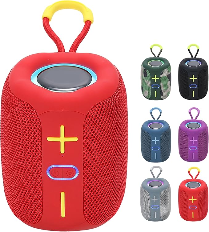 2025 Vibin Wireless Speaker, Colorful RGB Lighting, Bluetooth 5.0 High-Volume Stereo Sound, Dustproof and Waterproof, Easy to Ccarry, for Home, Outdoor Gatherings, and Camping (Red)