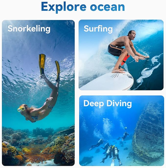 TELESIN Waterproof Case for DJI Action 5 Pro Action 4/3 Camera, with Anti-Fog Underwater Housing Shell Cage Supports 45M/148FT Deep Diving Scuba Snorkeling Swimming with Quick Release Screw