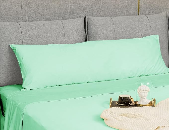 Sunflower Body Pillowcase 100% Cotton Long Pillow Cover/Case Envelope Closure 1 Pack, 21×54 inches Zephyr Green, Soft and Breathable