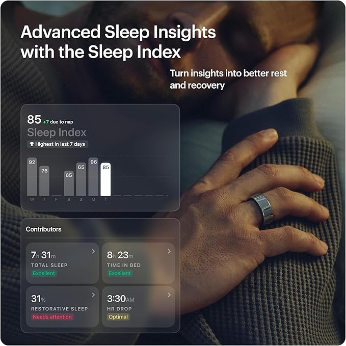 ULTRAHUMAN Ring AIR – Sleep and Fitness Tracker, Smart Ring for Men and Women, No app fee for Standard Features, Up to 6 Days Battery Life (Size 10)