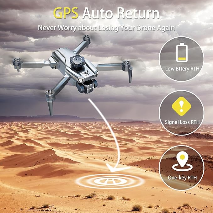 GPS Drone with 4K Dual Camera for Adults with 3 Batteries,Under 249g,Foldable HD Drones for Kids/Beginner,lntelligent obstacle avoidance/adjustable camera