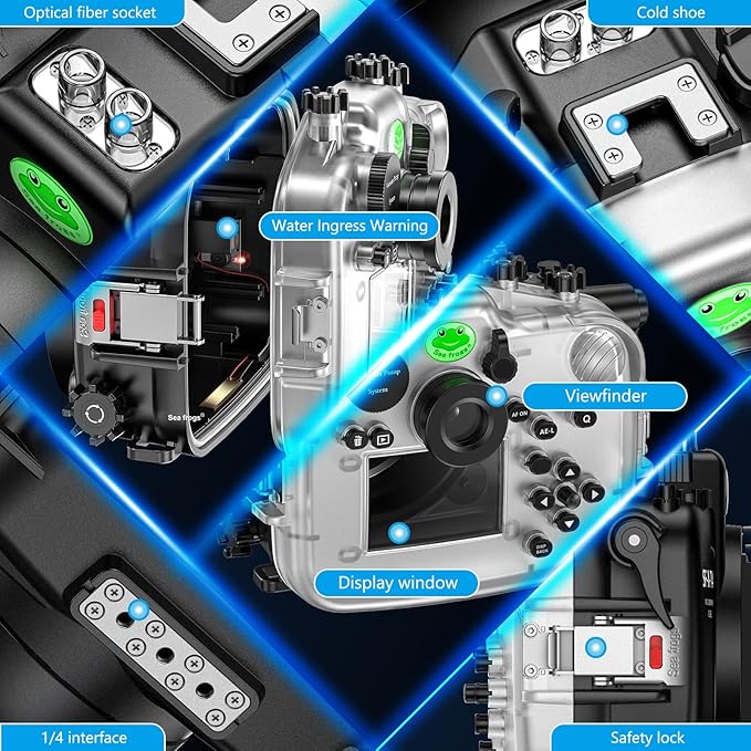 Sea frogs Waterproof Camera Housing Compatible with Fujifilm X-T4 16-50MM 18-55MM IPX8 40m/130ft Maximum Diving Depth Underwater Camera Case for Diving, Surfing, Rowing, Skiing