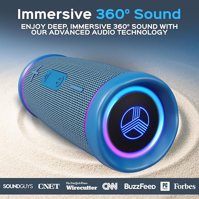 TREBLAB HD77 - Portable Bluetooth Speaker - Powerful 360° Sound, 30W Audio with Impactful Bass, 20H Battery, IPX6 Waterproof, Shockproof, TWS Stereo, Speaker Bluetooth Wireless for Outdoor, Beach Pool