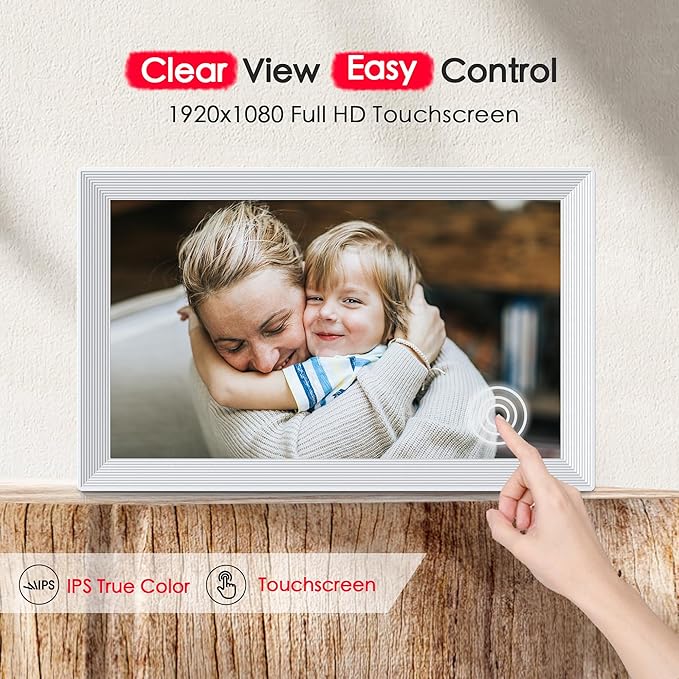 Digital Picture Frame, Frameo 15.6 inch Large Digital Photo Frame WiFi, 1920*1080 IPS FHD Touchscreen, 32GB Storage, Instant Share Pictures Video, Photo Frame Electronic, House Warming, Gift for Mom