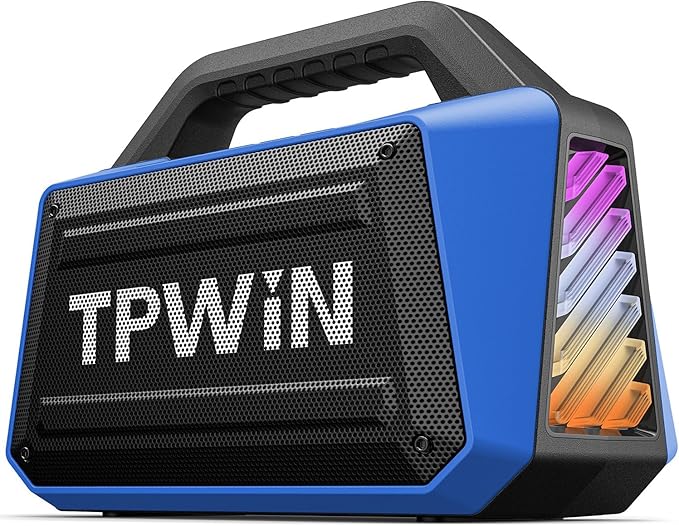 Portable Bluetooth Speakers Loud - Wireless Speaker 80W Peak, Light Show, 20H Playtime, Strong Bass, BT 5.3, TWS, IPX6 Waterproof for Outdoor Travel Beach Camping - Blue