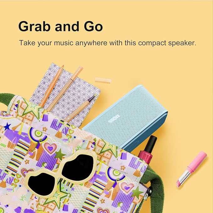 DOSS SoundBox Touch Wireless Bluetooth Speaker with 12W HD Sound and Bass, IPX5 Water-Resistant, 20H Playtime, Handsfree, Portable for Office, Home, Outdoor, Travel- Light Blue