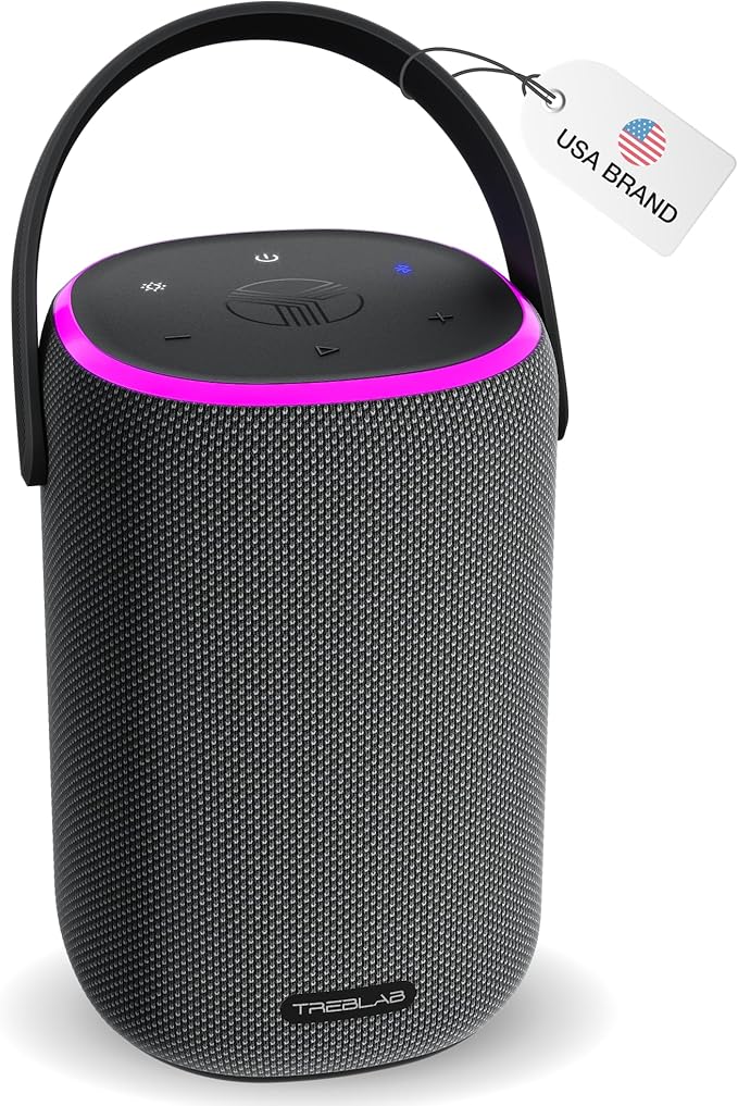 TREBLAB HD-Energy-Pro Outdoor Wireless Speakers with Bluetooth – Immersive 40W Audio, IPX6 Waterproof, 18H Battery, RGB Light, USB Playback, TWS, Built-in Mic – Portable Desktop Bluetooth Speaker