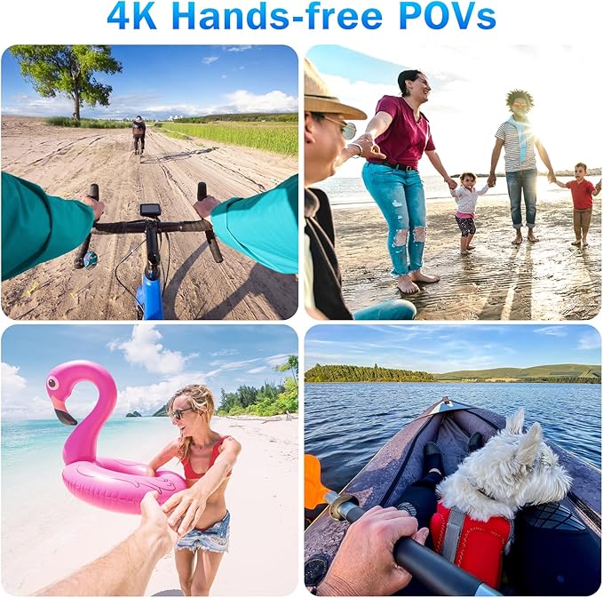 i3 4K Thumb Action Camera, Tiny Size, Mount Anywhere, Small Body Camera with Spring Clip, Portable Vlogging, Hands-Free POV Recording, Helmet Cam for Cycling, Motorcycle (64G-Card, Black)