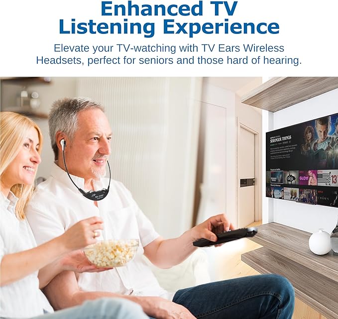 TV · Ears Long Range Digital Wireless Headset System, 5.8 GHz RF Transmitter Headsets for TV, Ideal for Seniors & with Hearing Difficulties, Works with a Wide Range of TV Brands, 1 Pair