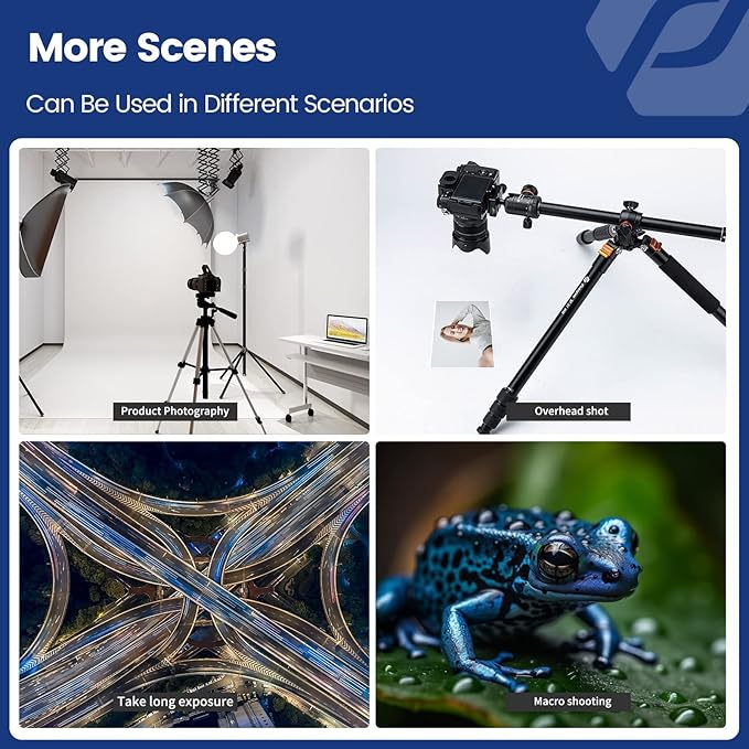 Fotopro 68 inch Camera 360 Horizontal Tripod Monopod with Center Column and Ball Head, Overhead Camera Tripod Mount for DSLR Camera, Video Camcorder, for Travel and Work