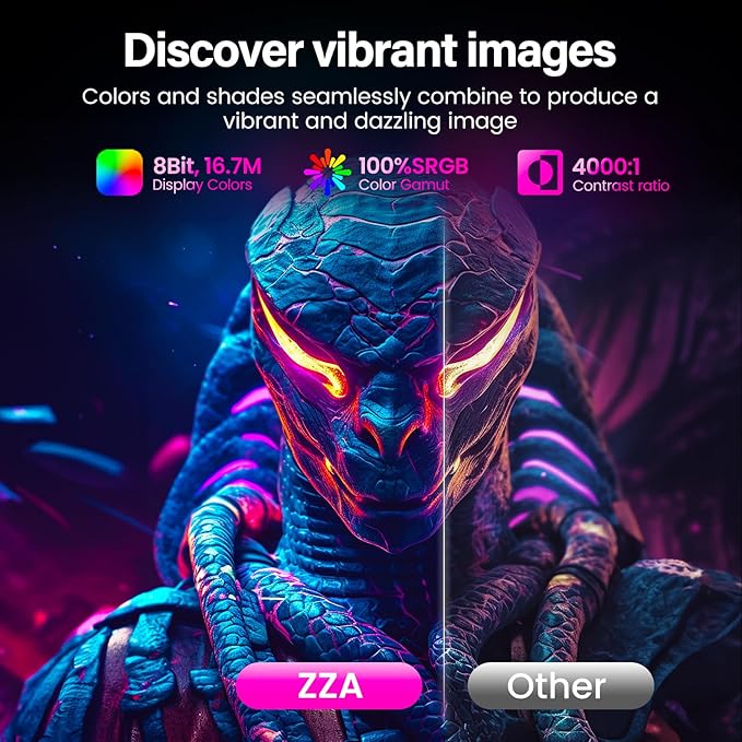 ZZA 27 Inch Gaming Monitor,27'' FHD Curved Monitor,280Hz Gaming Monitor,1ms Computer Monitor,Eye-Care Display with HDMI,DP,FreeSync,Wall Mountable for Office and Home