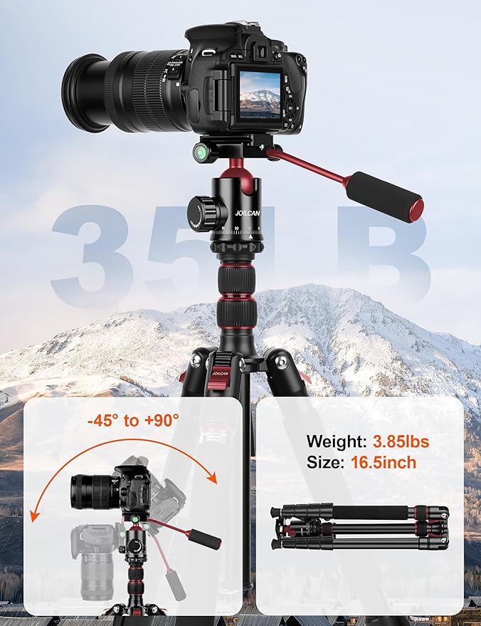 JOILCAN Camera Tripod, 83" Heavy Duty Aluminum Tripod for DSLR/Camera/Smartphone - with Handle, Converts to Monopod, Holds 35lbs