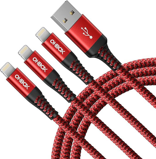USB to Lightning Cable 6FT, 3Pack iPhone Charger Fast Charging, Heavy Duty iPhone Cables Braided Fast iPhone Charging Cord Compatible with iPhone 14 13 12 11 Pro Max XR XS X 8 7 6 Plus iPad and More