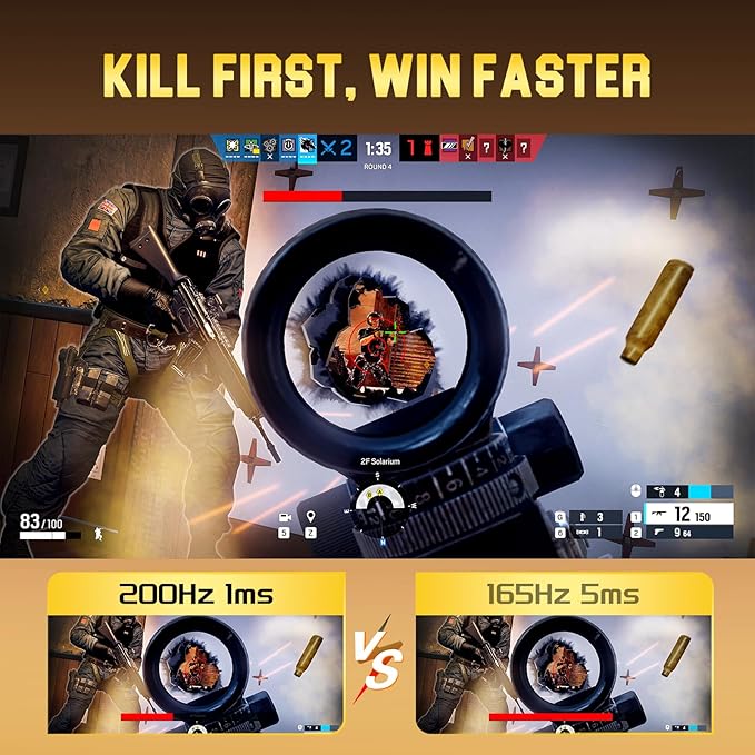 SANSUI 24.5 Inch 200Hz Gaming Monitor, FHD 1080P Fast IPS PC Gaming Monitor, 2 x HDMI2.0, 1 x DP1.4, FreeSync,128% sRGB HDR VESA Mountable (ES-G25X1, One HDMI Cable Included)