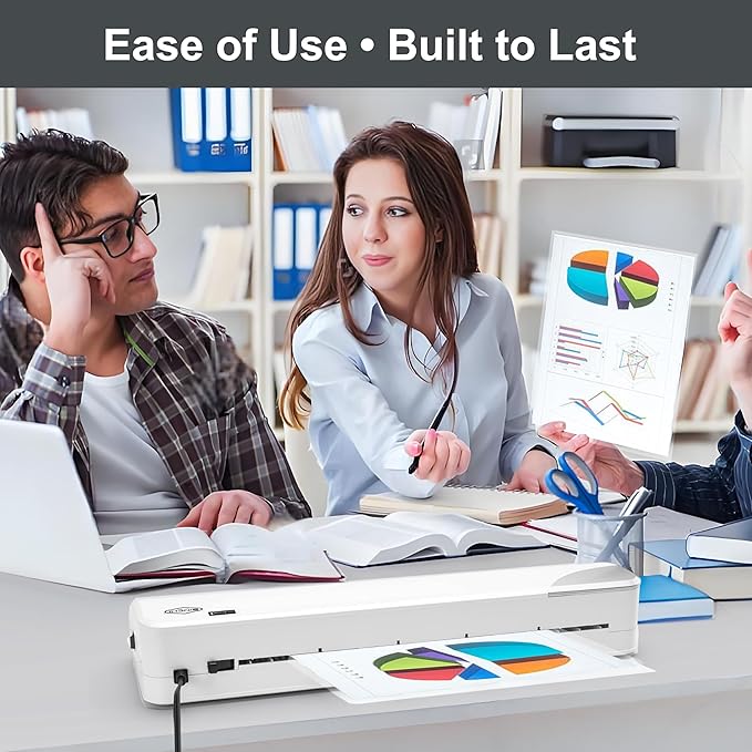 SINCHI 13-Inch Thermal Laminator Machine, 3–5 Mil, 40s Warm-Up, 20"/Min, Jam Release, Auto Shutoff, All-in-One Kit with 10 Pouches, Trimmer & Rounder, Cleaning Paper, Ideal for Home, Office, School