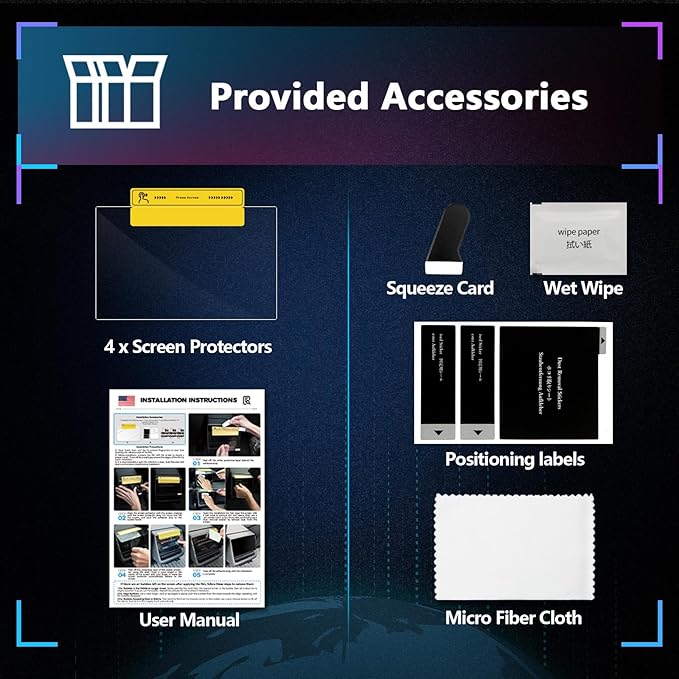 SXCY 4PCS for 2025 Lincoln Navigator Screen Protector [Nano, Front Display Apart] for Lincoln Navigator Accessories 2025 Navigator Display Screen