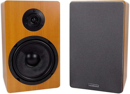 Rockville Pair ROCKSHELF 64C V2 Classic Wood 400W 6.5" Bookshelf Speakers/4 Ohm, Kevlar Woofers, Silk Dome Tweeter, MDF Cabinet, for Home Theater and Stereo Audio