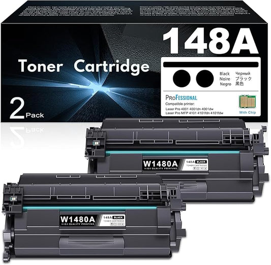 148A W1480A Toner- (with Chip) Compatible 2 Pack 148A Toner Cartridge Replacement for HP 148A Laser Pro 4001 4001dn 4001dw, MFP 4101 4101fdn 4101fdw Printer