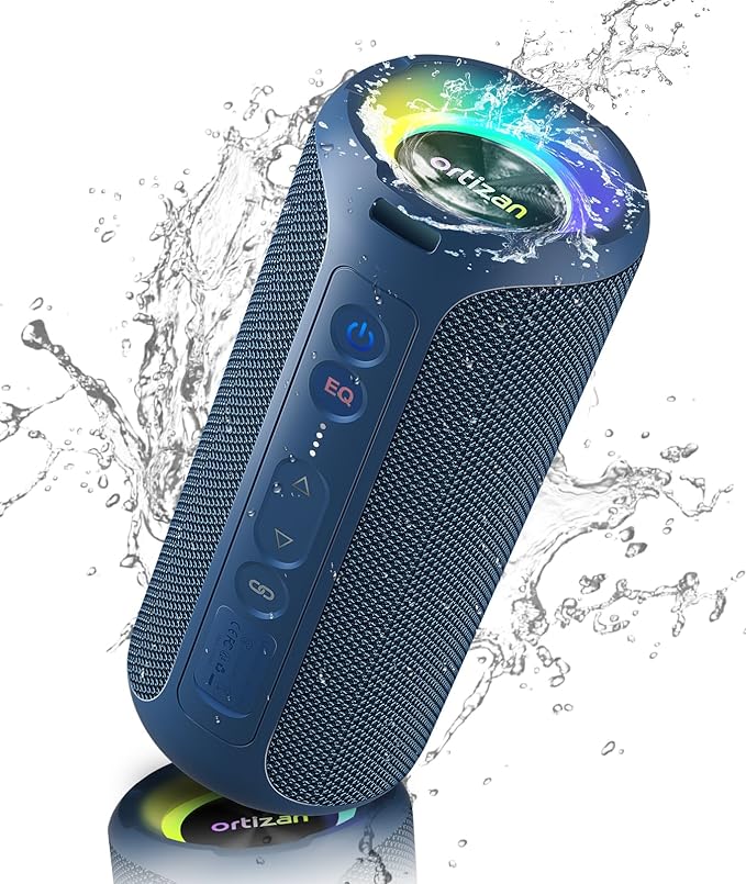 Ortizan Bluetooth Speaker, IPX7 Waterproof, Portable Speakers with HD Sound, Deep Bass, RGB Lights (Notice: X8 Pro Navy and X8 Pro Blue Cannot be paired via TWS Due to Different Bluetooth Versions)