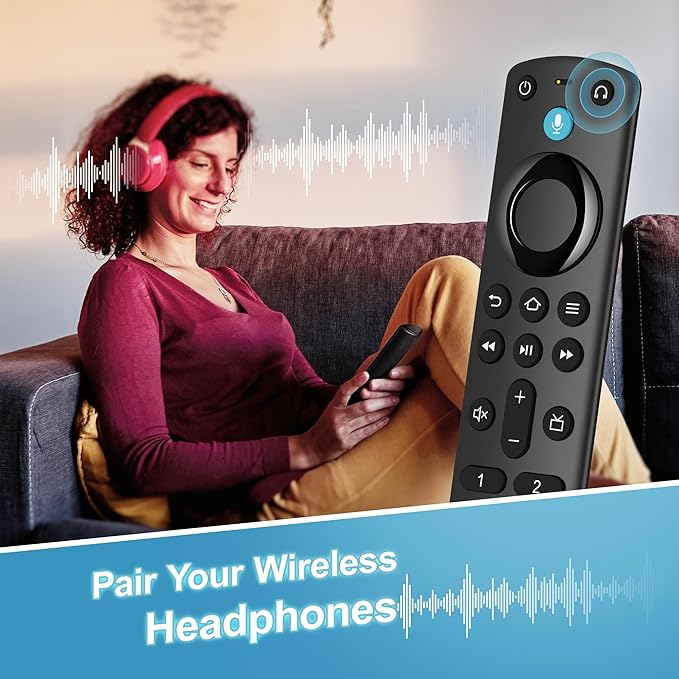 Voice Remote Replacement Compatible with All Fireseries TV Cube/Stick/4K/4K Max/Lite/Stick HD, Smart TVs (3rd Gen), and for All Insignia-Toshiba-Pioneer-Omni QLED Series