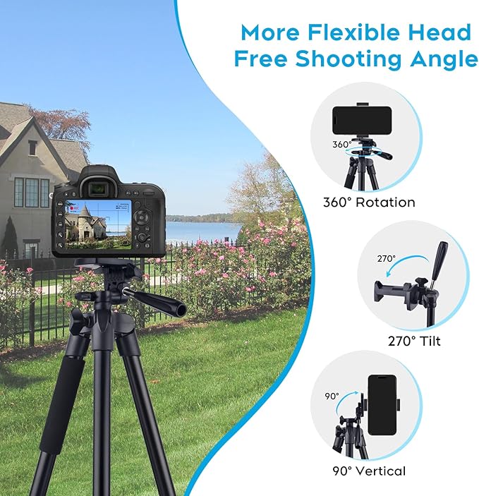 Phone Tripod - Linkcool 160cm 63" Adjustable iPhone Tripod for Smartphone Samsung iPhone Camera Stand, Lightweight Portable Tripod for iPhone with Remote Shutter Control