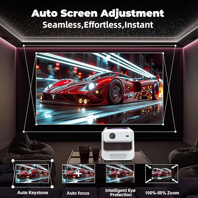 [Touch Screen/Auto Focus & Keystone/Built-In Apps] A2Pro Smart Projector with Touch Tablet , Wifi 6 Bluetooth Portable Movie Projector with Stereo Speaker, Support 4K, 800 ANSI, Indoor/Outdoor Use