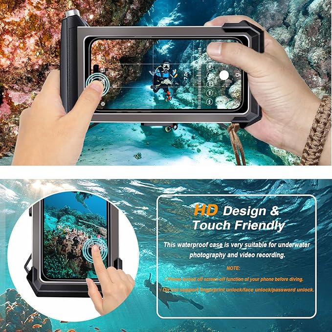 2025 Underwater Diving Snorkeling Phone Case for iPhone 17/16/15/14/13/12/11 Pro Max/XS/X Samsung Galaxy S25/S24/S23 [100FT/30M] Professional Scuba Dive Waterproof Case Underwater Photo Video Cover