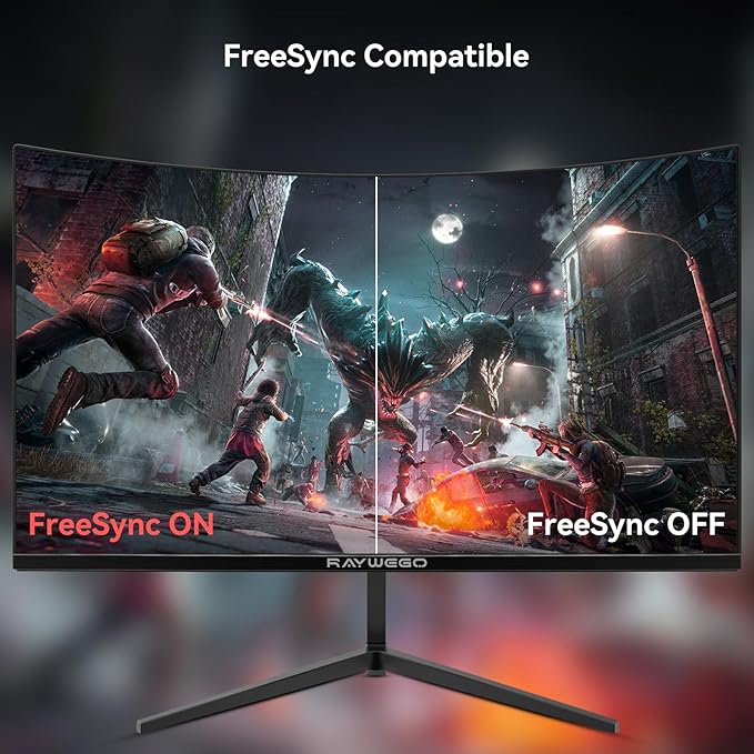 24 inch Curved Gaming Monitor 180Hz 1ms,FHD 1920×1080P,4000:1 Contrast Ratio,with FreeSync & Eye-Care Technology, Support DP, HDMI,USB,3.5mm Port for Gaming Home Office,Wall Mount Install
