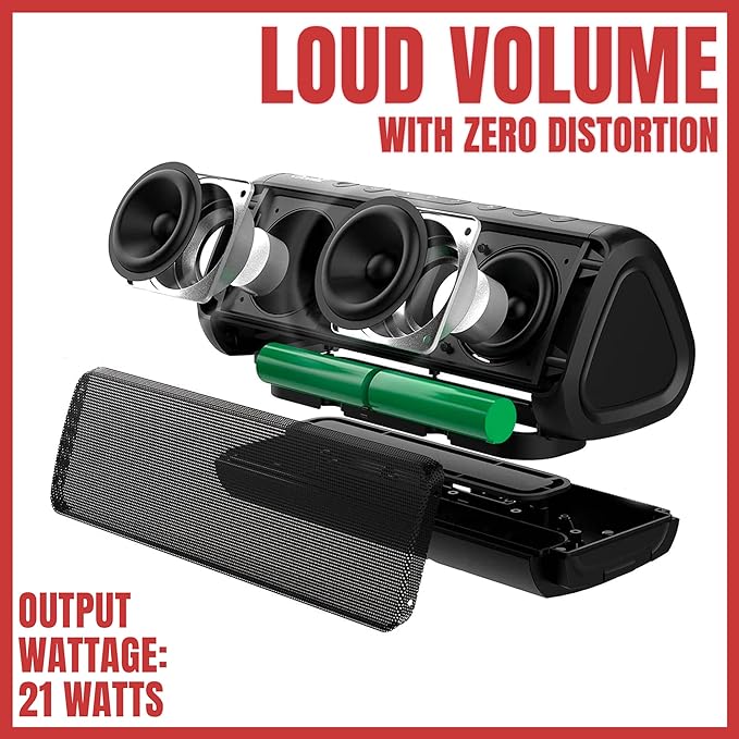 OontZ Pro Bluetooth Speaker 5.4 | 21W High-Power Audio, Deep Bass Boost, Dual Stereo Pairing, IPX7 Waterproof, 100ft Range, Power Bank Feature for Outdoor & Party Use (Black)