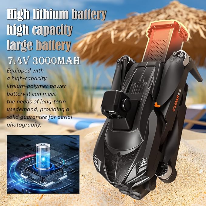 5G Brushless Drone with Camera for Adults 4K, 8K GPS FPV Drone with 3-Axis Gimbal & 360° Obstacle Avoidance - Foldable RC Drones for Adults, 5KM Transmission, 60min Flight, Auto Return, 50X Zoom (black)