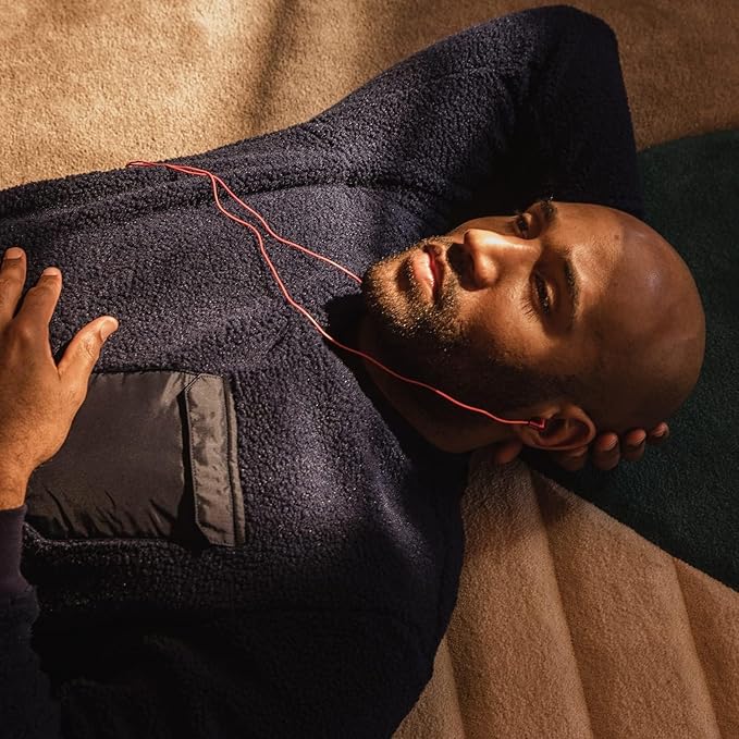 Panasonic ErgoFit Wired Earbuds, 3.5mm Jack in-Ear Headphones with Dynamic Crystal-Clear Sound and Soft Ergonomic Custom-Fit Earpieces (S/M/L), for Phones and Laptops - RP-HJE120-RA (Metallic Red)