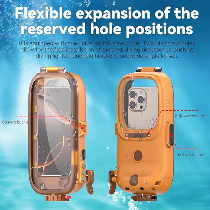 Professional Diving Phone Case, 15m/49ft Underwater Photography Housing, Bluetooth Connection - Button Control, Universal Waterproof Snorkeling Phone case for iPhone and Samsung Android