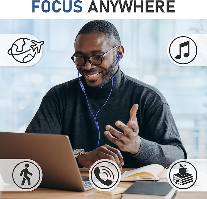 LUDOS FEROX USB C Headphones for iPhone 16 15 Pro Max Plus iPad Pro, 5 Years Warranty, USB-C Earbuds for Samsung Galaxy S24 S23 Ultra S22 S21 S20 A55 A54 A53, USB Type C Earphones - Blue