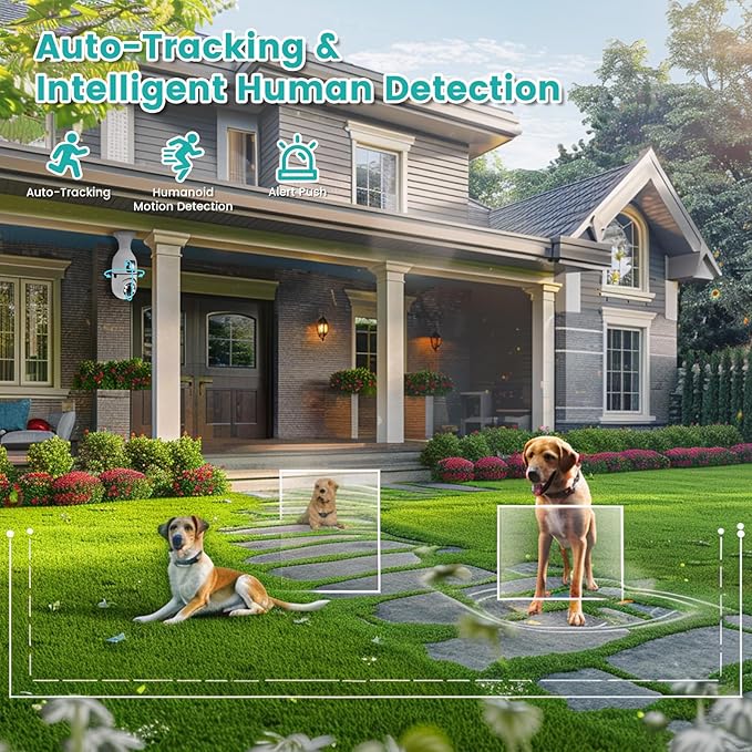 Security Cameras for Home Security, 2K Dual Lens Wireless Indoor/Outdoor Cameras, Motion Detection and Alarm, Two-Way Talk, Night Vision, All-Round Monitoring.
