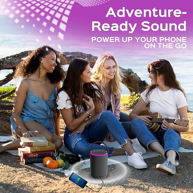 TREBLAB HD-Energy-Pro Outdoor Wireless Speakers with Bluetooth – Immersive 40W Audio, IPX6 Waterproof, 18H Battery, RGB Light, USB Playback, TWS, Built-in Mic – Portable Desktop Bluetooth Speaker