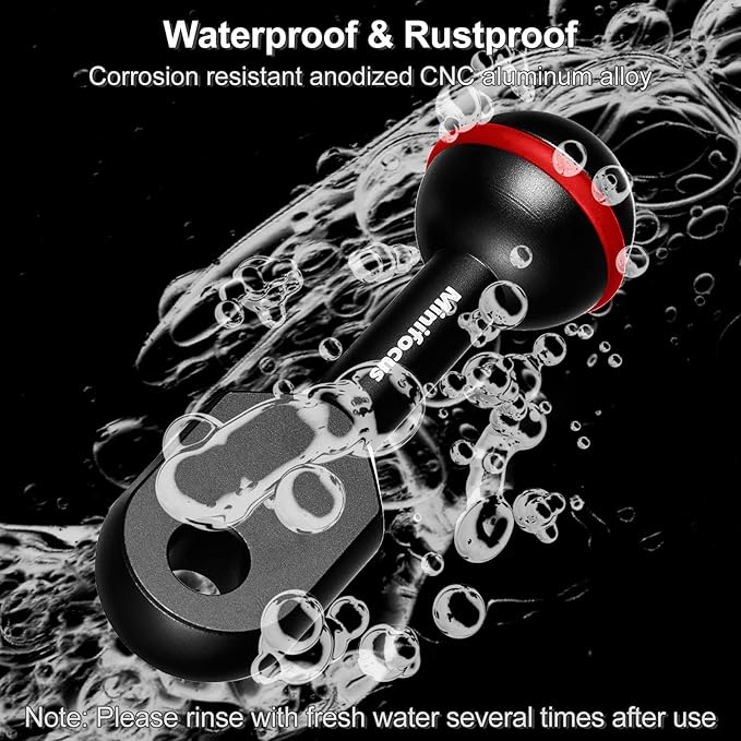 MINIFOCUS 1" Ball to YS Head Clip Arm, 2PCS 3.35"/8.5cm Aluminum Alloy YS Head Adapter Lightweight Arm Underwater Photography Lighting System Connector for Diving Strobe/Video Light