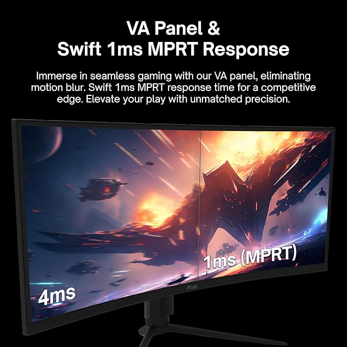 Pixio PXC325 32 inch 165Hz Refresh Rate FHD 1080p Resolution 1500R Curved VA Panel 1ms MPRT Response Time Adaptive Sync HDR Tilting Stand Gaming Monitor