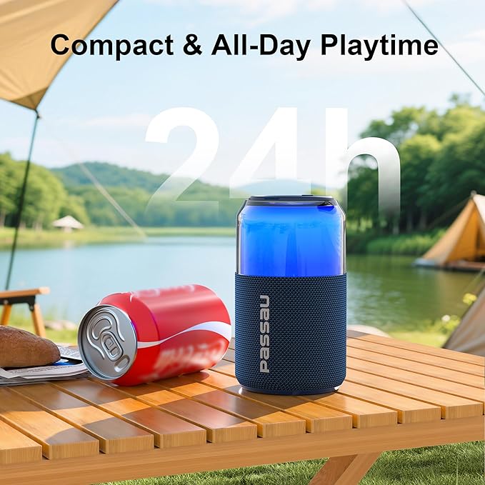 Passau Portable Bluetooth Speaker Wireless with Lights, 15W Loud Stereo Clear Sound, All Day Playtime, BT 5.4, TWS Paring, for Home Outdoor Party Beach (Blue)