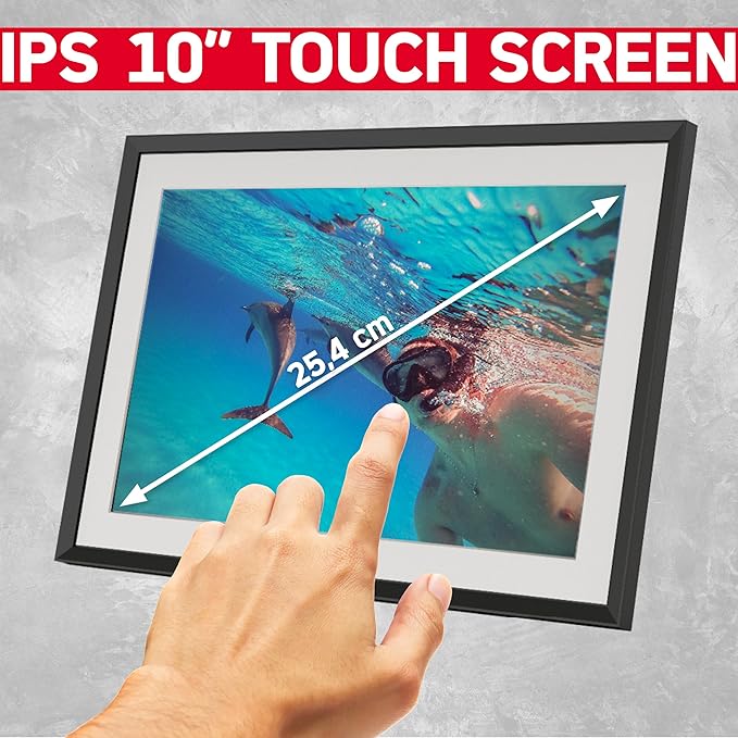 AGFA Photo Connected Digital Photo Frame Realiview APF1000 Wi-Fi 10 inch LCD - Display Photos/Videos, Clock, Weather, Auto Rotation, 32GB Memory, FRAMEO iOS/Android App Included - Black