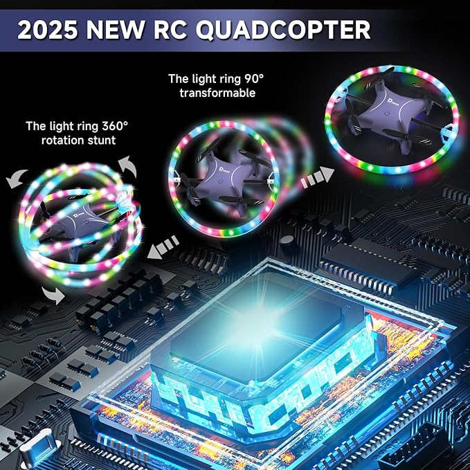 Mini Drone for Kids, Small Beginners Small RC Drone Quadcopter Drones, 2.4G Remote Control Toy with LED Lights, One Key Take Off/Landing, 360° Spinning, 90 Degree Circle Flight Gifts for Boy Girl