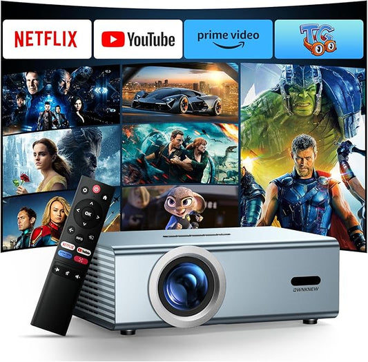 [Netflix Officially & Dolby Audio] Smart Projector with WiFi6 and Bluetooth5.3, Electric Focus & Auto Keystone 4K Support, High Brightness Movie Projectors, Native 1080P Proyector Built-in Apps