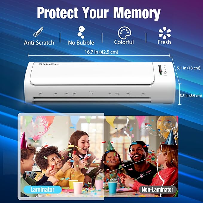 Laminator Machine 13 Inch, 60s Quick Warm-Up Never Jam Laminating Machine with 52 Laminating Sheets, 9 in 1 A3 Thermal Machine Hot & Cold with Paper Trimmer Corner Rounder for Office School Home Use