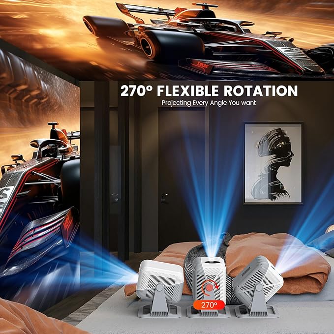 【Netflix-Licensed Projector】Mini Projector with WiFi and Bluetooth, 1080P Full HD Smart Projector, 350ANSI Auto Focus&Keystone, Portable Movie Projector Compatible with TV Stick Smartphone/HDMI/USB