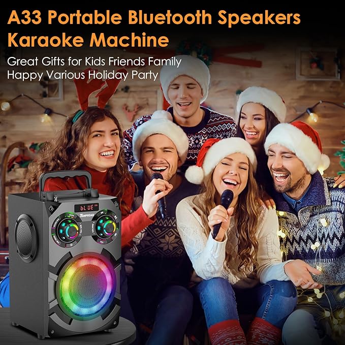 60W Bluetooth Speaker, Party Speakers Wireless with 8000mAh Battery & Subwoofer, Bluetooth 5.0, Deep Bass, 2.1 Surround Sound & Phone Stand for Home, Outdoor, Camping (Black)