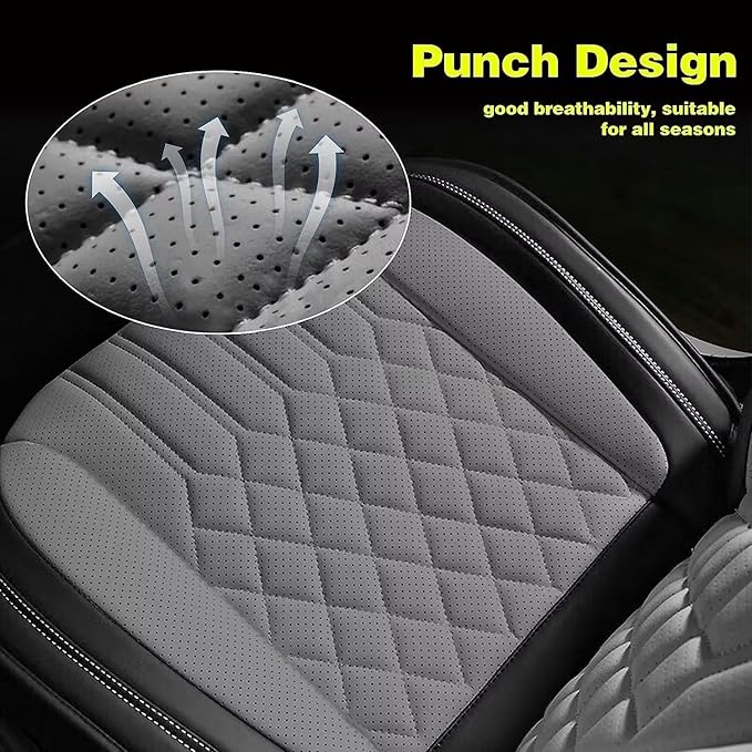 TTX Car Seat Covers 2 Front Seats Fit for Kia Sportage 2009-2026 Breathable Leather Seat Protector with Airbag Compatible Automotive Seat Cushions Cover with Beautiful Patterns (Grey)