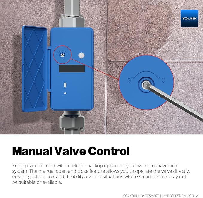 YoLink FlowSmart All-in-One: Smart Water Meter & Shutoff for 0.5'' Pipes, NSF Certified, Real-Time Leak Detection, App-Controlled, 10+ Year Battery, YoLink Hub Included – YS5018
